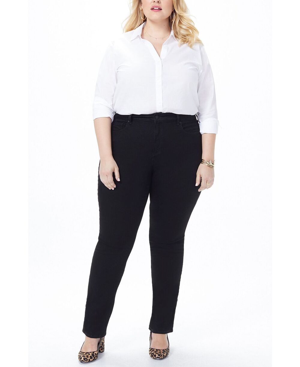 NYDJ Marilyn Tummy-Control Jeans Straight Leg Black NWT Plus Size 26W